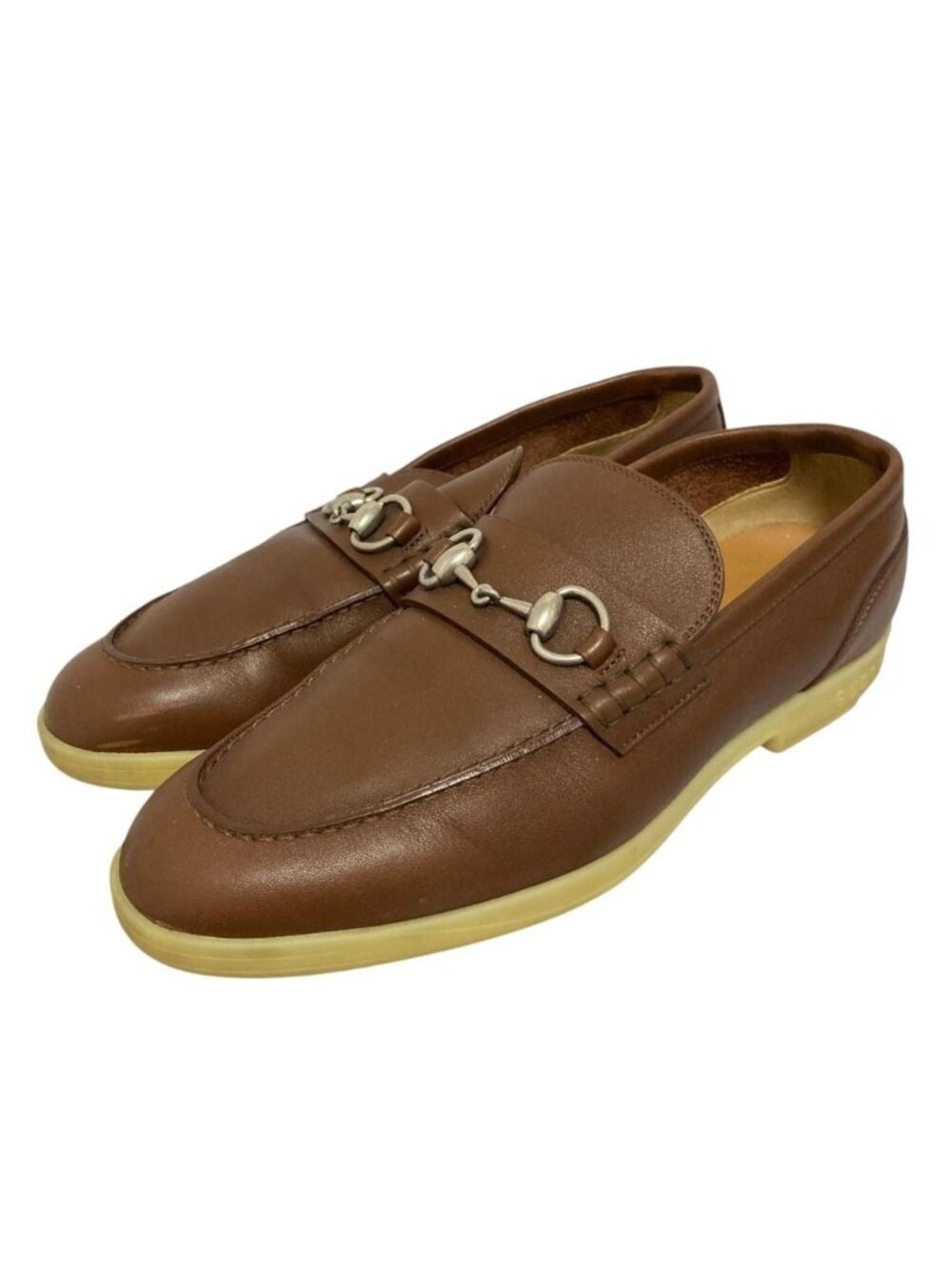 Gucci Horsebit Leather Loafers Shoes Silver Brown Spring Summer Fall Winter 6